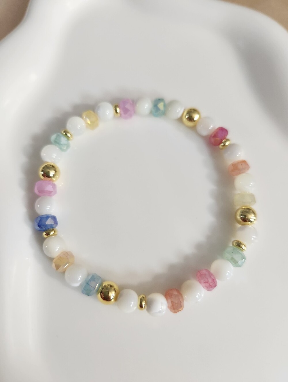 Mother Of Pearl Iced Candy Beaded Bracelet